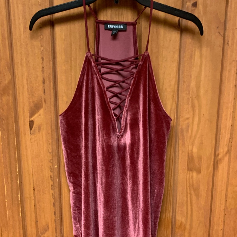 Red velvet razor back tank